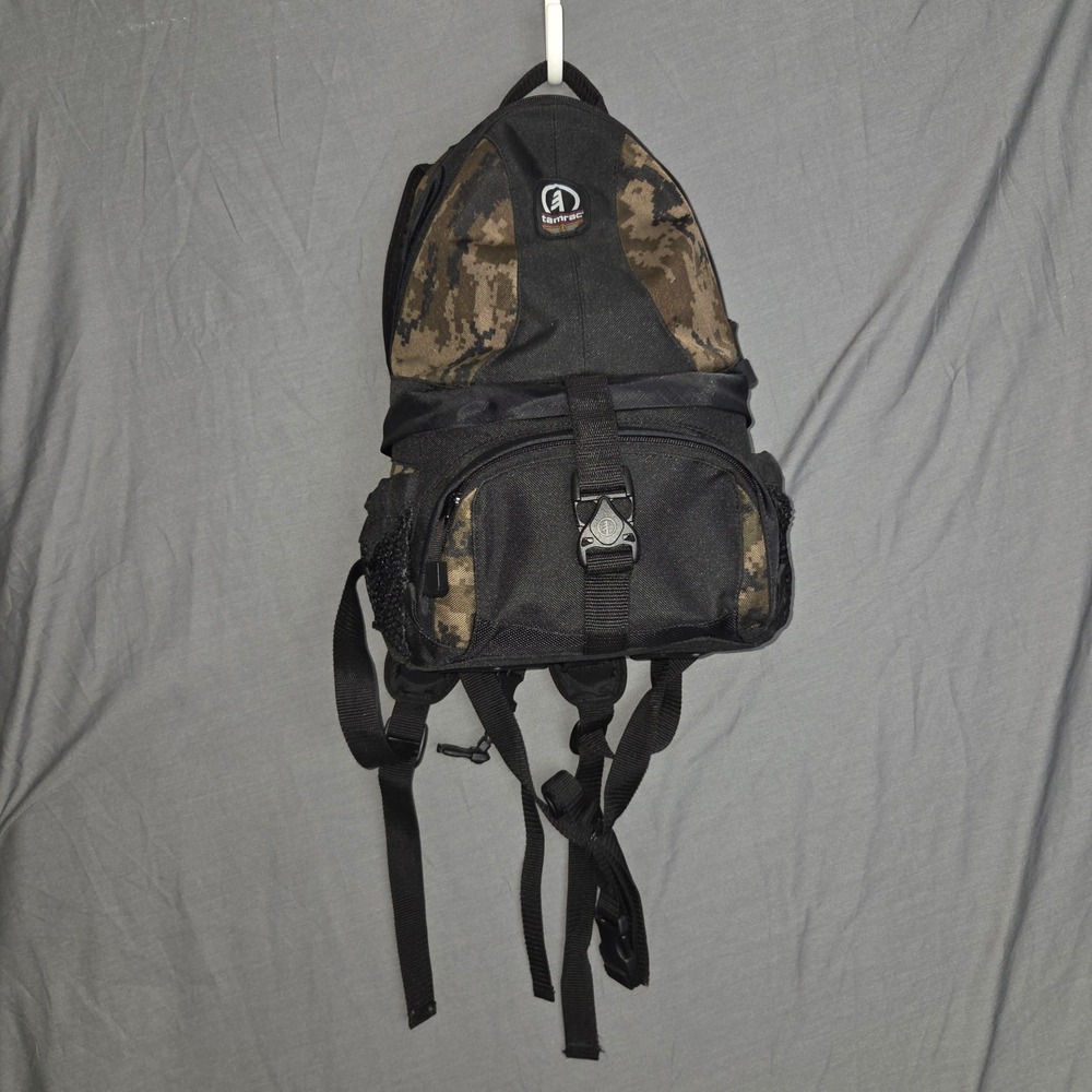 Tamrac SAS Digital Camo Camera Backpack Padded Dividers Black Brown Bag